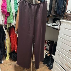 Calvin Klein chocolate brown Wide Leg satin Pants